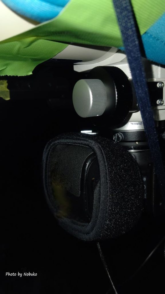 望遠鏡にｶﾒﾗ（6D）を着けてｶﾒﾗﾋｰﾀｰで巻く