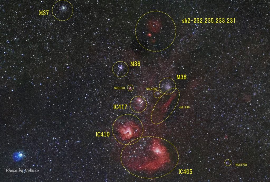 te_ぎょしゃ座の天体集合写真
M36M37M38IC410IC405など