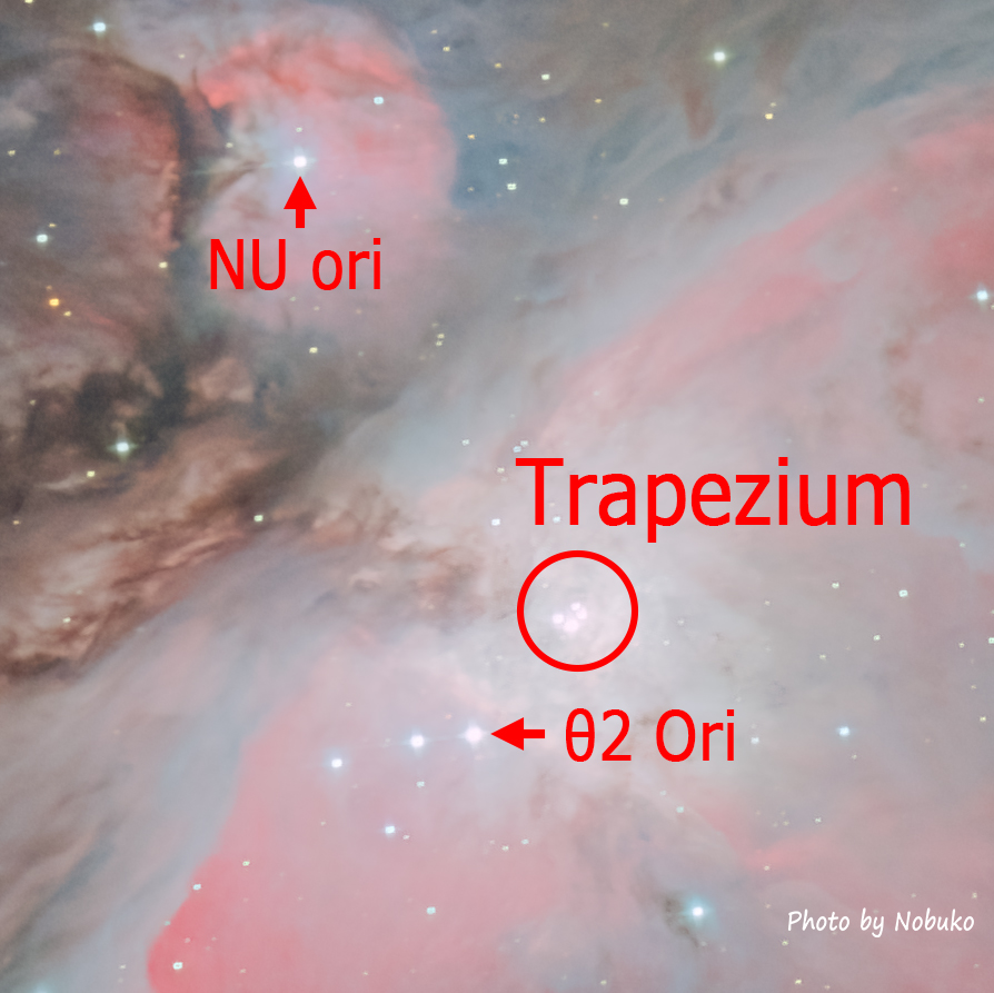 t1-1ﾄﾗﾍﾟｼﾞｳﾑ_SI加_M42ｵﾘｵﾝ大星雲_テキスト入り