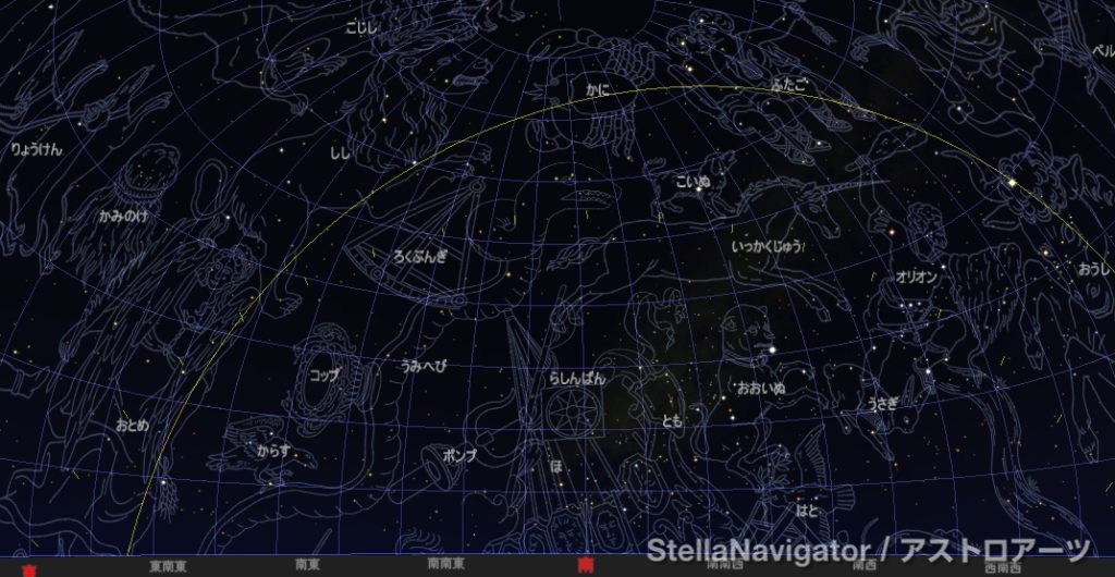 ｽﾃﾗﾅﾋﾞｹﾞｰﾀ_春の南_横道と星座絵_星図