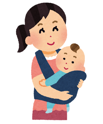 赤ちゃんを抱っこしているお母さん